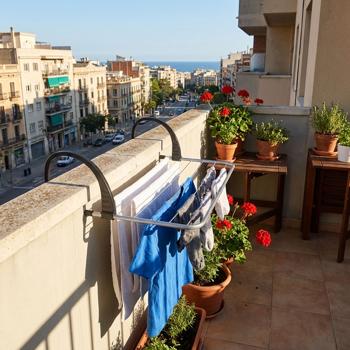 Preview: Ingenious mobile clothes horse for hanging on radiators and balcony railings, clothes drying rack with 3 m capacity, space-saving use