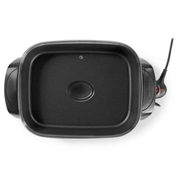 Preview: XXL electric party pan, 40cm, 7 liters, aluminium, black, powerful 2200 watts - With glass lid & cool-touch handles, for large parties