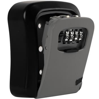 Preview: Boîte à clés sécurisée robuste - Code à chiffres - Pour intérieur/extérieur, résistante intempéries - Alliage alu/zinc, 11,5x8,5x4cm