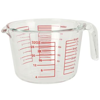 Preview: Messbecher Borosilikatglas 1000ml - Präzise Massangaben für Backen, Kochen & Küche - Geschmacksneutral - Hochwertiges Küchenzubehör