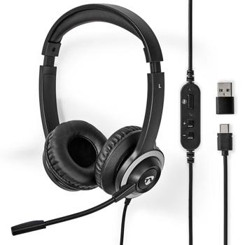 Preview: Casque PC USB supra-auriculaire stéréo - Micro ajustable-confort optimal - Compatible Teams/Zoom/Google Meet - USB-C/USB-A - Longueur câble 1.80m