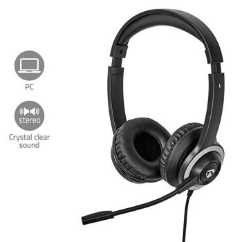 Preview: Casque circum-aural – casque stéréo pour gaming sur PC et réunions en ligne – adaptateur USB‑C/USB‑A – microphone réglable – câble de 1,8 m – transducteurs de 40 mm