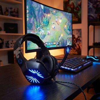 Preview: Gaming Headset - für Computerspiele & Voice-Chats - realistischer Sound, hohem Tragekomfort - LED-Lichteffekte, Mikrofon - USB-A, 2x 3.5 mm - 341g