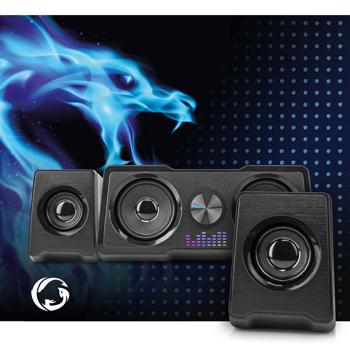 Preview: Altoparlante da gioco, sistema audio per PC, doppio subwoofer, effetti luminosi a LED, 48 W
