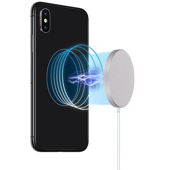 Preview: Design Qi Ladestation, 15 Watt, silber, inkl. Kabel – Gefälliges & modernes Design, kabelloses Laden, elegante Optik