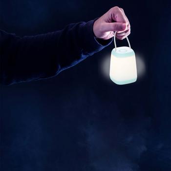 Preview: Lanterna da campeggio portatile a LED con cavo di corda - 3 luminosità, funzionamento a batteria, bianco caldo, leggera e robusta - Ideale per il campeggio, il giardinaggio e le emergenze