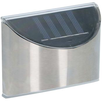 Preview: Applique Murale Solaire - Éclairage Extérieur Entrée Cour Balcon Terrasse - Capteur Crépusculaire - 4 LEDs - Acier Inoxydable Argenté 10x8x5cm