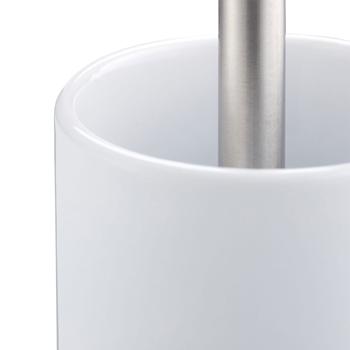Preview: Garniture WC Céramique Blanche - Brosse WC Incluse pour Nettoyage en Profondeur - Support Autoportant Durable - 36x9.5cm - Hygiénique