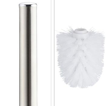 Preview: Garniture WC Céramique Blanche - Brosse WC Incluse pour Nettoyage en Profondeur - Support Autoportant Durable - 36x9.5cm - Hygiénique