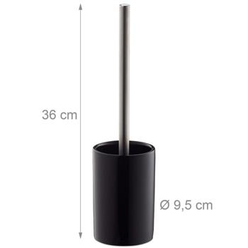 Preview: Garniture WC Céramique Noire - Brosse WC Incluse pour Nettoyage Profond - Porte-Brosse 36x9.5cm - Design Autonome - Matériaux Durables