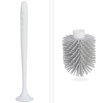 Preview: Brosse WC avec garniture - 2 compartiments - Montage mural sans perçage - Blanc - Séchage rapide, hygiène optimale salle de bain