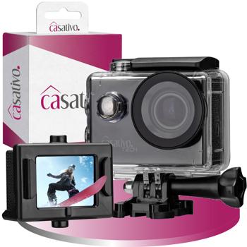 Preview: action cam 4K, Ultra HD, custodia subacquea impermeabile, display LCD, WLAN, microfono e altoparlante, ideale per ciclisti, sciatori e subacquei