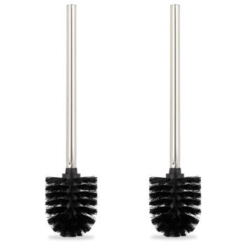 Preview: WC-Bürsten Set schwarz 2er-Pack - Hygienische Badreinigung mit austauschbaren Bürstenköpfen - Zeitloses Design, Ø 8x36 cm - Kunststoff & Metall