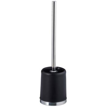 Preview: Garniture WC incl. brosse WC ronde - Noir-argenté - Nettoyage hygiénique salle de bain/toilettes - Brosse remplaçable Ø 7 cm - Plastique/Métal