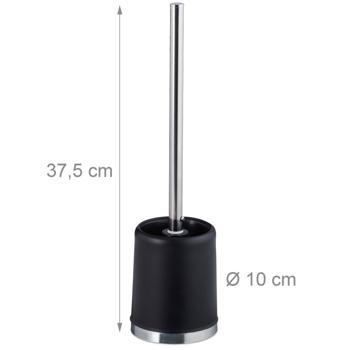 Preview: Garniture WC incl. brosse WC ronde - Noir-argenté - Nettoyage hygiénique salle de bain/toilettes - Brosse remplaçable Ø 7 cm - Plastique/Métal