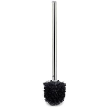 Preview: Garniture WC incl. brosse WC ronde - Noir-argenté - Nettoyage hygiénique salle de bain/toilettes - Brosse remplaçable Ø 7 cm - Plastique/Métal