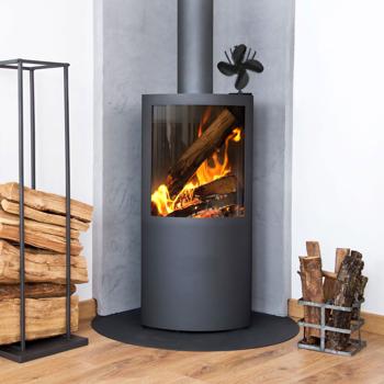 Preview: Fireplace fan without electricity - 4 blades, aluminum (black) - Economical heating, better heat distribution + comfort