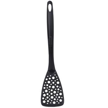 Preview: Lot d’ustensiles de cuisine 5 pièces noirs - Robustes, faciles à nettoyer, idéaux fêtes & voyages - Inclus: presse-purée, louche, spatule, 2 cuillères - Plastique non-abrasif