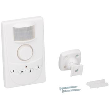 Preview: Alarme Détecteur Mouvement - Sirène 100dB, Lumière LED, Code PIN 4 Chiffres, Portée 5m - Sécurité Maison Bureau Garage, Blanc