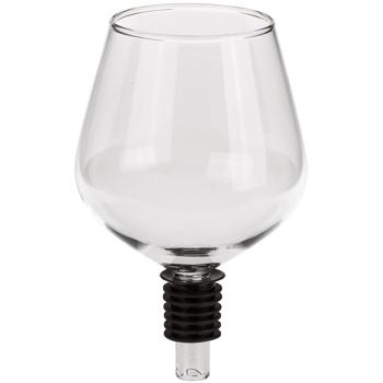 Preview: Weinglas-Flaschenaufsatz - Lustiger Partygag für Weinliebhaber und Feiern - Ø 8 cm, 13 cm Höhe, Glas & Silikon, passend für alle Weinflaschen