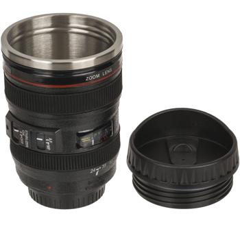 Preview: 2er-Set Kaffeebecher Kameraobjektiv-Design - Ideales Geschenk für Fotografen & Filmfans - 350 ml Füllmenge - Edelstahl-Einsatz - Robust & Langlebig