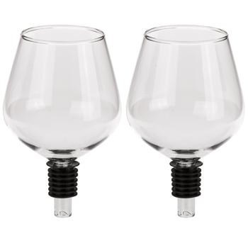 Preview: 2er-Set Weinglas Flaschenaufsatz - Witziger Partygag für JGAs & Feste - Stilvoll trinken direkt aus Flasche - Mit Silikonabdichtung & Ausgiesser