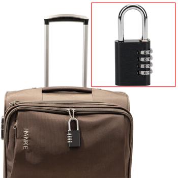 Preview: Lucchetto a combinazione - Lucchetto in alluminio, grillo in acciaio, a 4 cifre, nero, robusto e sicuro, ideale per valigie, armadietti, cantine, capannoni, scuole