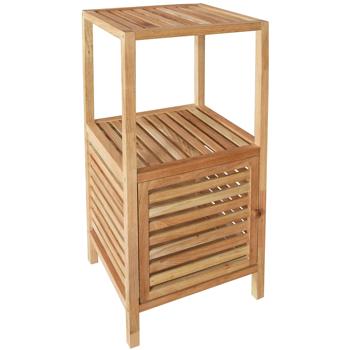 Preview: Scaffale da bagno in noce naturale con 3 ripiani, 86 cm - legno massiccio, alta qualità, 39,5x35,5x86 cm, interno bagno di stile