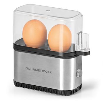 Preview: Cuiseur à œufs compact pour 2 œufs (250 W): mini-cuiseur transparent et argenté pour des œufs cuits à la perfection – rapide, simple, peu encombrant