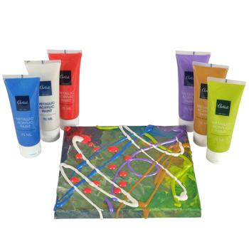 Preview: Colori acrilici, metallizzati, 6 colori, 75 ml ciascuno