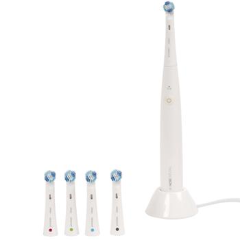 Preview: Hochwertige, elektrische Zahnbürste in Weiss, inkl. 4 harte Aufsteckbürsten. Intensive Zahnreinigung, langlebig, für strahlendes Lächeln und Pflege