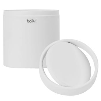 Preview: Poubelle à Couvercle Basculant en Métal Blanc - Design Intemporel pour Salle de Bain, Cuisine, Bureau - Robuste, Ø12xH14cm, 1.25L