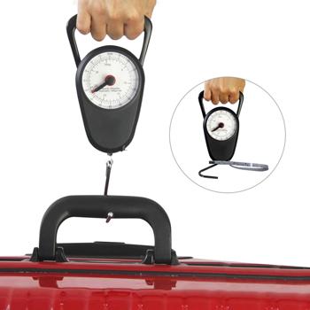 Preview: Kompakte analoge Kofferwaage mit integriertem Massband: Bis 35 kg – idealer Begleiter für stressfreies Reisen, schwarz – klein & leicht Preview: Kompakte analoge Kofferwaage mit integriertem Massband: Bis 35 kg – idealer Begleiter für stressfreies Reisen, schwarz – klein & leicht