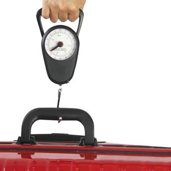 Preview: Kompakte analoge Kofferwaage mit integriertem Massband: Bis 35 kg – idealer Begleiter für stressfreies Reisen, schwarz – klein & leicht Preview: Kompakte analoge Kofferwaage mit integriertem Massband: Bis 35 kg – idealer Begleiter für stressfreies Reisen, schwarz – klein & leicht