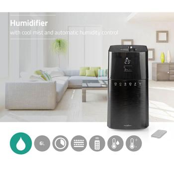 Preview: Humidifier with light & fragrance for rooms up to 50 m², 6l, black