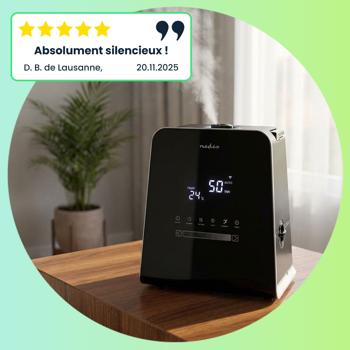 Preview: Humidificateur Ultrasons Intelligent 5.5L, 110W - Hygromètre Auto-régulé, Fonction Arôme, App, Télécommande, Écran - Noir, Smart Home
