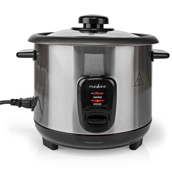 Preview: Cuiseur à riz élégant en inox - Maintien au chaud - 1L, 400W, noir/argenté, revêtement antiadhésif - Jusqu’à 5 portions - Idéal familles