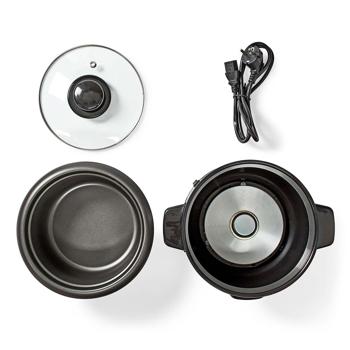 Preview: Cuiseur à riz élégant en inox - Maintien au chaud - 1L, 400W, noir/argenté, revêtement antiadhésif - Jusqu’à 5 portions - Idéal familles