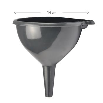 Preview: 3er-Set Trichter Ø 10, 12, 14 cm - Präzises Umfüllen für Küche, Werkstatt & Garten - Robust, stapelbar, Anthrazit Kunststoff - Für Flüssigkeiten