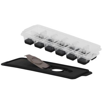 Preview: Eiswürfelform mit Deckel – Silikonboden für leichte Entnahme – Ideal für Kühl- & Gefrierschrank, Küche & BBQ – 25x8,5x4cm Kunststoff