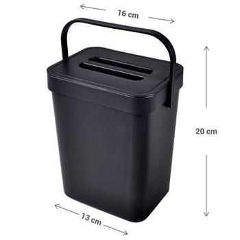 Preview: 3L compost bin with hook for the kitchen cabinet door, 16 x 13 x 20 cm