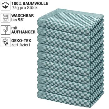 Preview: 10er Set Premium Grubentücher: petrol, 50x70cm, 100% Baumwolle (210g/m²)-OEKO-TEX, streifenfrei & flusenfrei – Hochwertige Tücher für Küche & Haushalt
