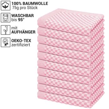 Preview: 10er-Set Grubentücher rosa - 100% Baumwolle Zwirn-Qualität 50x70 cm - Besonders fest, saugstark, hygienisch, waschbar 95°C, flusenfrei - OEKO-TEX