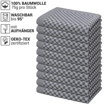Preview: Praktisches 10er-Set Grubentücher – saugstarke & strapazierfähige Geschirrtücher 50x70 cm, schwarz, langlebig, fusselfrei & ideal für Küche & Haushalt