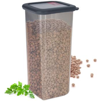 Preview: Boîte de Conservation Alimentaire - Couvercle Hermétique Anti-Insectes - Gris Transparent - 1600 ml - 110x225x110mm Polypropylène