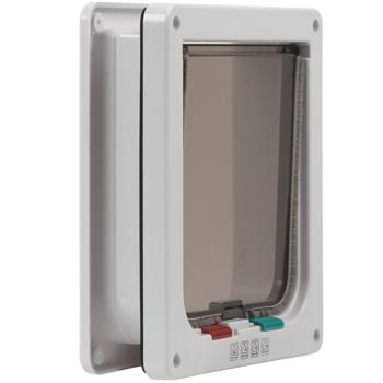 Preview: Haustierklappe - Für Katzen & kleine Hunde - Weiss - Ermöglicht selbstständiges Rein- & Rausgehen - Masse: 19.2x20cm - Einfache Installation