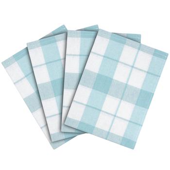 Preview: 4er-Set Geschirrtücher aqua - 100% Baumwolle Premium Qualität (200g/m²) - Hygienisch, waschbar bis 95°C, 70x50 cm, OEKO-TEX Standard 100