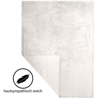 Preview: Kuscheldecke M Beige 150x200 cm - Weich anschmiegsam hautsympathisch OEKO-TEX 100 zertifiziert - Polyester Microfaser Hochflor-Flausch atmungsaktiv