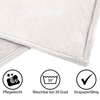 Preview: Kuscheldecke M Beige 150x200 cm - Weich anschmiegsam hautsympathisch OEKO-TEX 100 zertifiziert - Polyester Microfaser Hochflor-Flausch atmungsaktiv