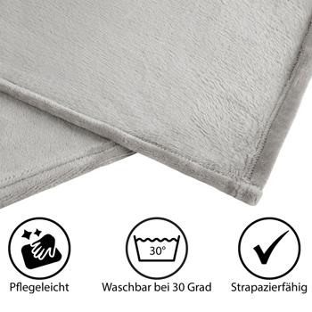 Preview: Kuscheldecke M hellgrau - Weiche Couchdecke für pure Gemütlichkeit - 150x200 cm - OEKO-TEX Standard 100 Polyester Microfaser atmungsaktiv